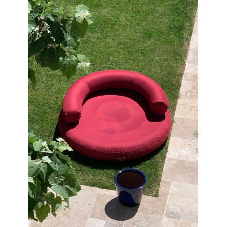 Coussin gonflable flottant galette ronde avec dossier ISLAND-PLUS