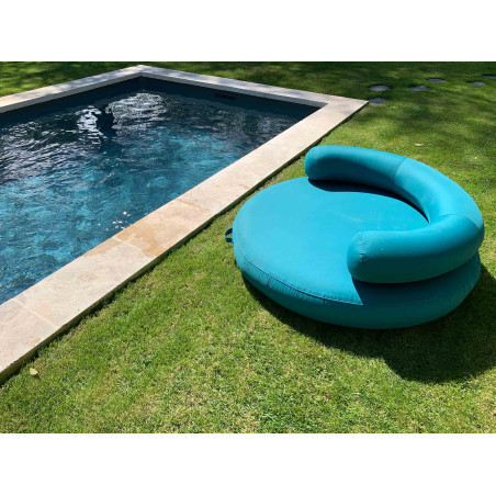 Coussin gonflable flottant galette ronde avec dossier ISLAND-PLUS