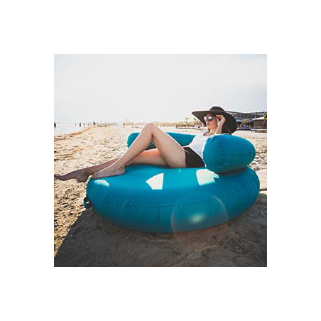 Coussin gonflable flottant galette ronde avec dossier ISLAND-PLUS