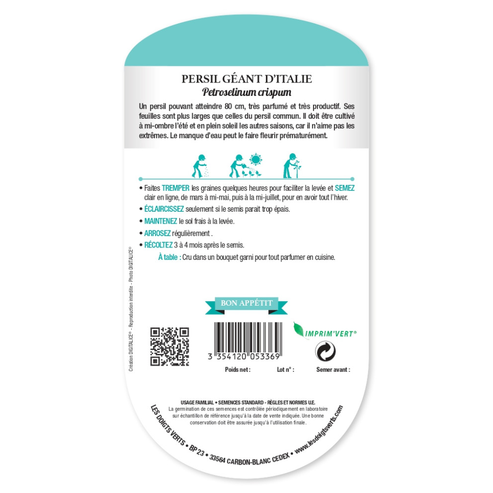 Graines de Persil géant d'Italie