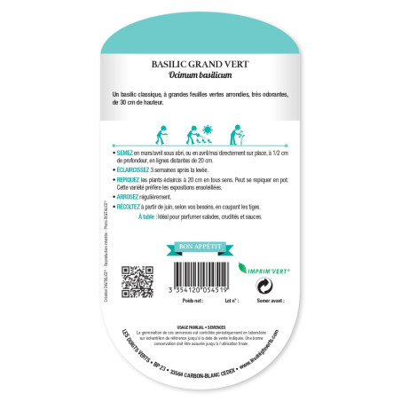 Graines de Basilic grand vert