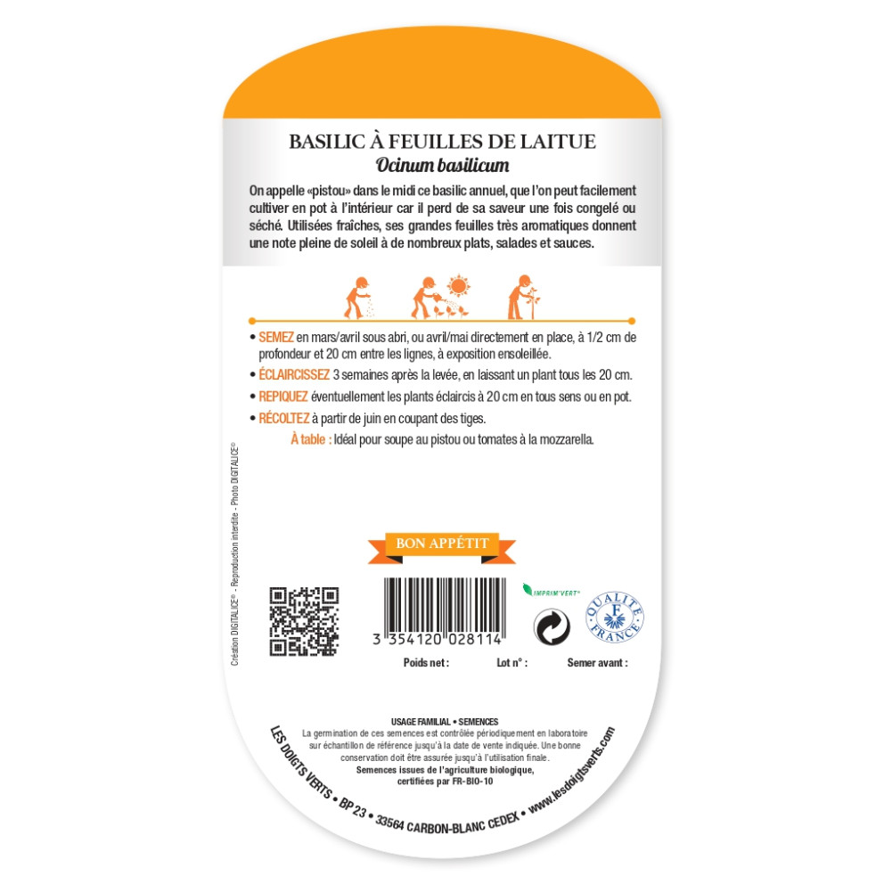 Graines de Basilic à feuilles de... Graines de Basilic à feuilles de...