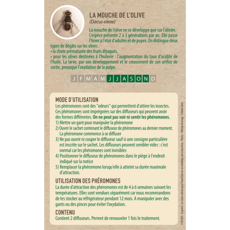 2 capsules phéromones anti mouche de l'olivier