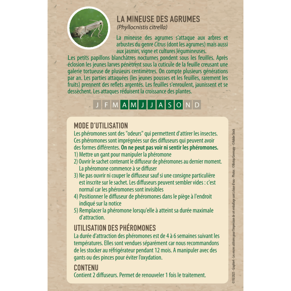 Anti-mineuse des agrumes, Phéromones