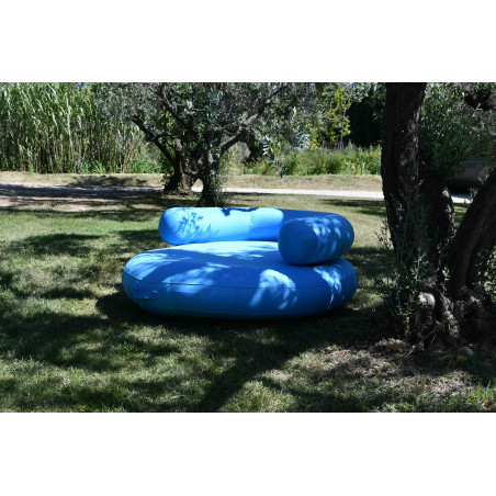 Coussin gonflable flottant galette ronde avec dossier ISLAND-PLUS